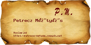 Petrecz Mátyás névjegykártya